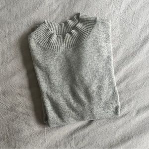 Vintage Cashmere Short Sleeve Shirt Mock Neck Light Grey Size M